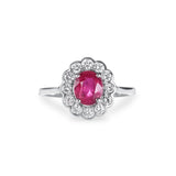 Marguerite Ring with Ruby and Diamonds in 18 Carat Gold