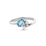 Bague Aigue-Marine et Diamants en Or  - Moribana