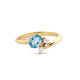 Bague Aigue-Marine et Diamants en Or  - Moribana