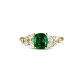 Bague Émeraude Diamants en Or Florale - Vivid Green