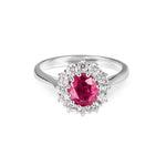 Bague rubis entourée de diamants