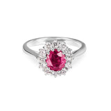 Bague rubis entourée de diamants