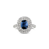 18-carat Gold Double Halo 1.15 carat Blue Sapphire Ring