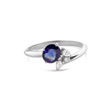 18-Carat Gold Ring with Blue Sapphire and Diamonds - Moribana