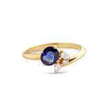 18-Carat Gold Ring with Blue Sapphire and Diamonds - Moribana