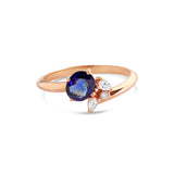 18-Carat Gold Ring with Blue Sapphire and Diamonds - Moribana