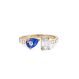 Toi & Moi Sapphire and Moissanite Ring in 14-carat gold