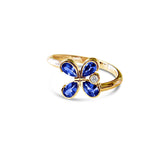 18-Carat Gold Ring with Blue Sapphires and Diamond - Milestone