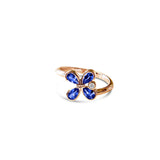 18-Carat Gold Ring with Blue Sapphires and Diamond - Milestone