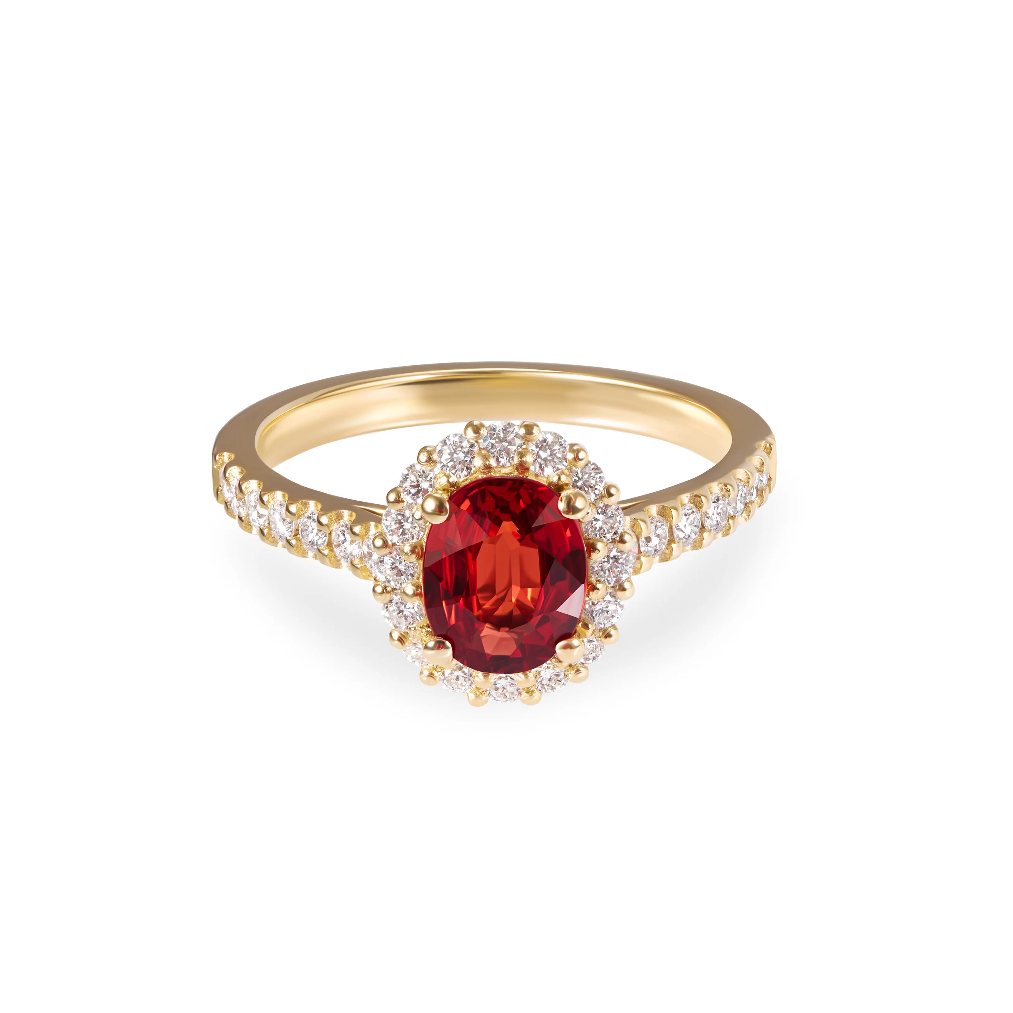 Bague saphir orange intense en or jaune