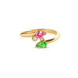 18-Carat Gold Ring with Pink Sapphire and Tsavorite - Early Bloom