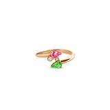 18-Carat Gold Ring with Pink Sapphire and Tsavorite - Early Bloom