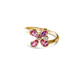 18-Carat Gold Ring with Pink Sapphires and Diamond - Milestone