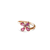 18-Carat Gold Ring with Pink Sapphires and Diamond - Milestone