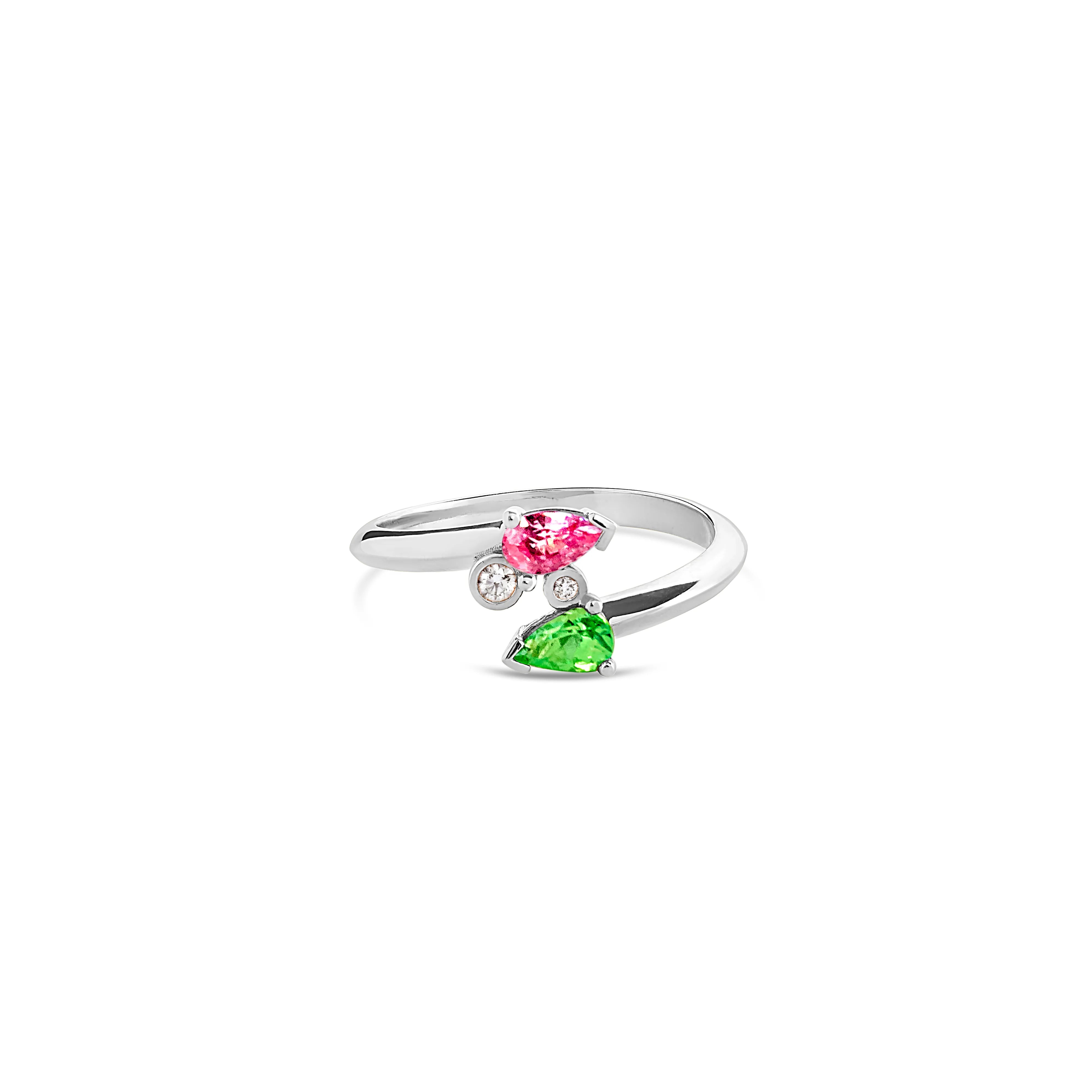 Bague en Or 18 Carats avec Saphir Rose et Tsavorite - Early Bloom - Politains