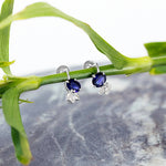 Boucles d'Oreilles en Or 18 Carat avec Saphirs Bleus et Diamants - Moribana - Politains