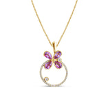 Necklace in 18-Carat Gold with Pink Sapphires and Diamonds - Milestone