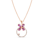 Necklace in 18-Carat Gold with Pink Sapphires and Diamonds - Milestone