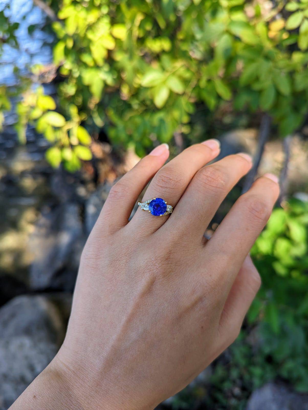 Bague en or 18 carats avec tanzanite et diamants - Politains