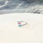 Bague en Or 18 Carats avec Saphir Rose et Aigue Marine - Early Bloom - Politains