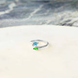 Bague en Or 18 Carats avec Aigue-Marine et Tsavorite - Early Bloom - Politains