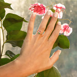 Bague en Or 18 Carats avec Saphir Rose et Aigue Marine - Early Bloom - Politains