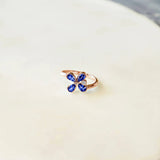 Bague en Or 18 Carats avec Shapirs Bleus et Diamant - Milestone - Politains