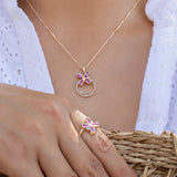 Collier en Or 18 Carats avec Saphirs Roses et Diamants - Milestone - Politains