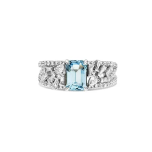 Bague aigue marine or blanc 18 carats Joanna - premiere photo Bague aigue marine or blanc 18 carats Joanna - premiere photo