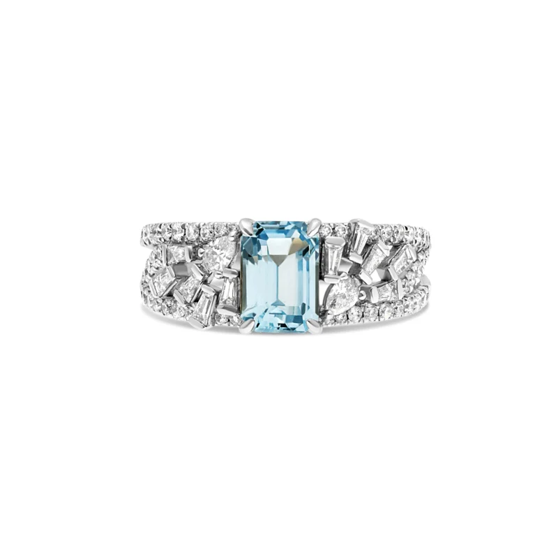 Bague aigue marine or blanc 18 carats Joanna - premiere photo